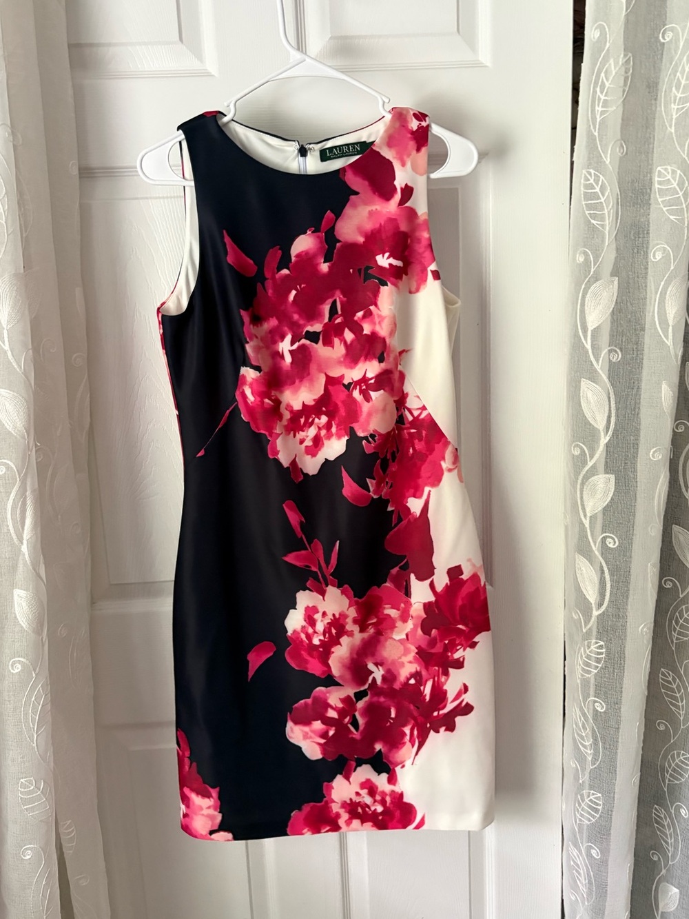 Ralph Lauren vintage sleeveless Floral Sheath Dress  women size 8